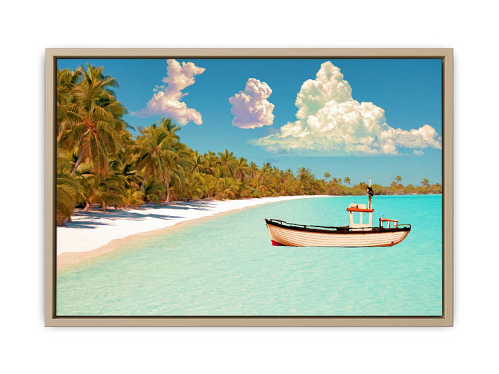 Coconut Trees and Boat Painting 