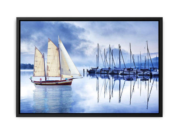 Sailing Ship Blue Painting 