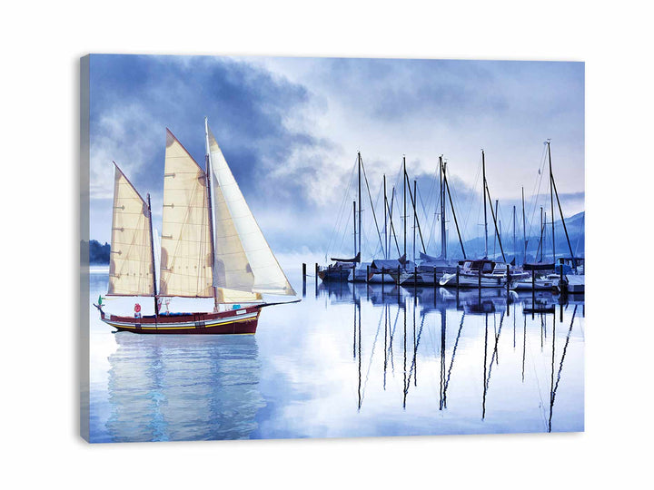 Sailing Ship Blue Painting 