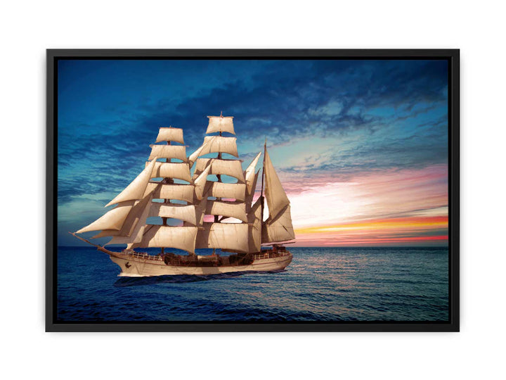 Sailing Ship Sunset Painting 