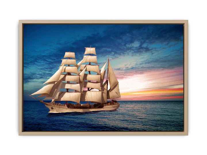 Sailing Ship Sunset Painting 