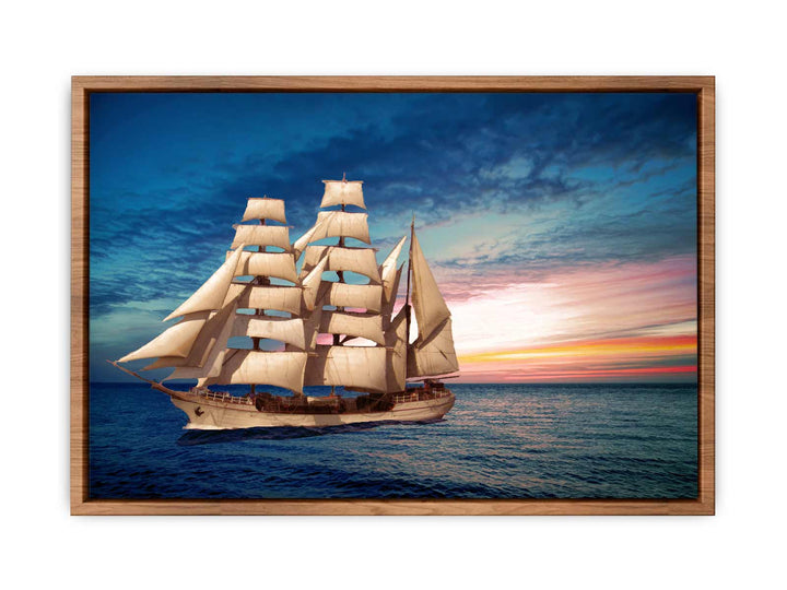 Sailing Ship Sunset Painting 