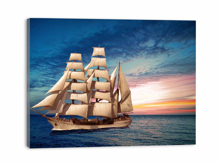 Sailing Ship Sunset Painting 