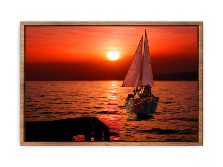 Boat in Sea  Sunset Painting 